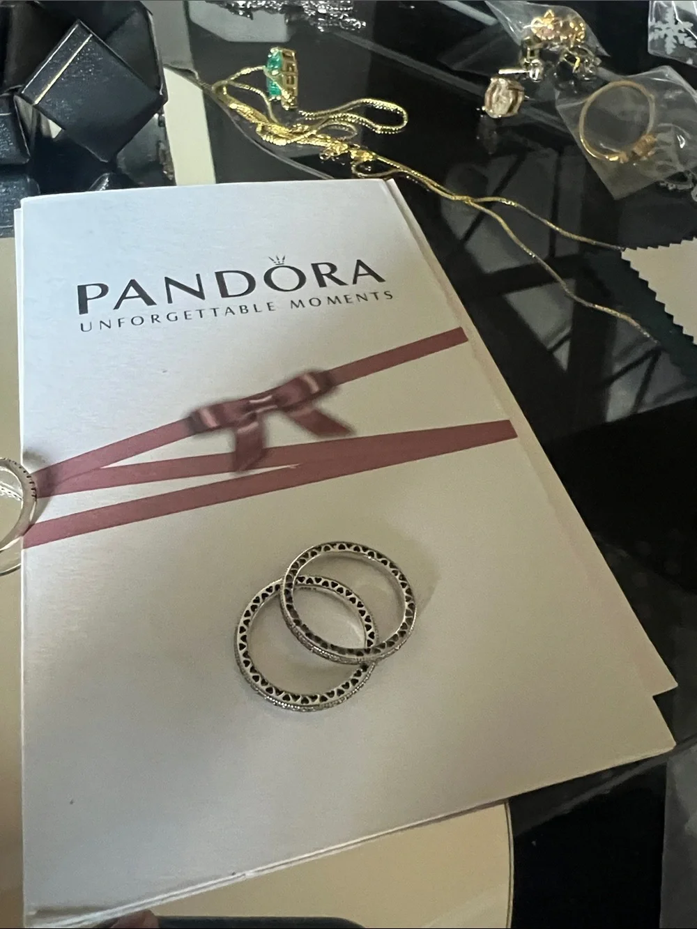 - Sparkle and hearts ring from pandora size 8 US 56 certified